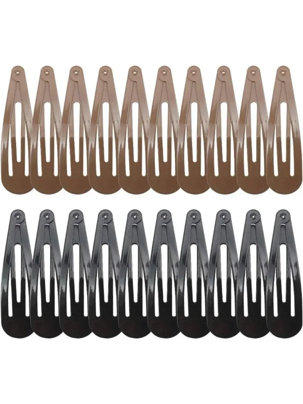 20 Big No Slip Metal Snap Hair Clips - 2.7'' Barrettes for Women - 10 Black & 10